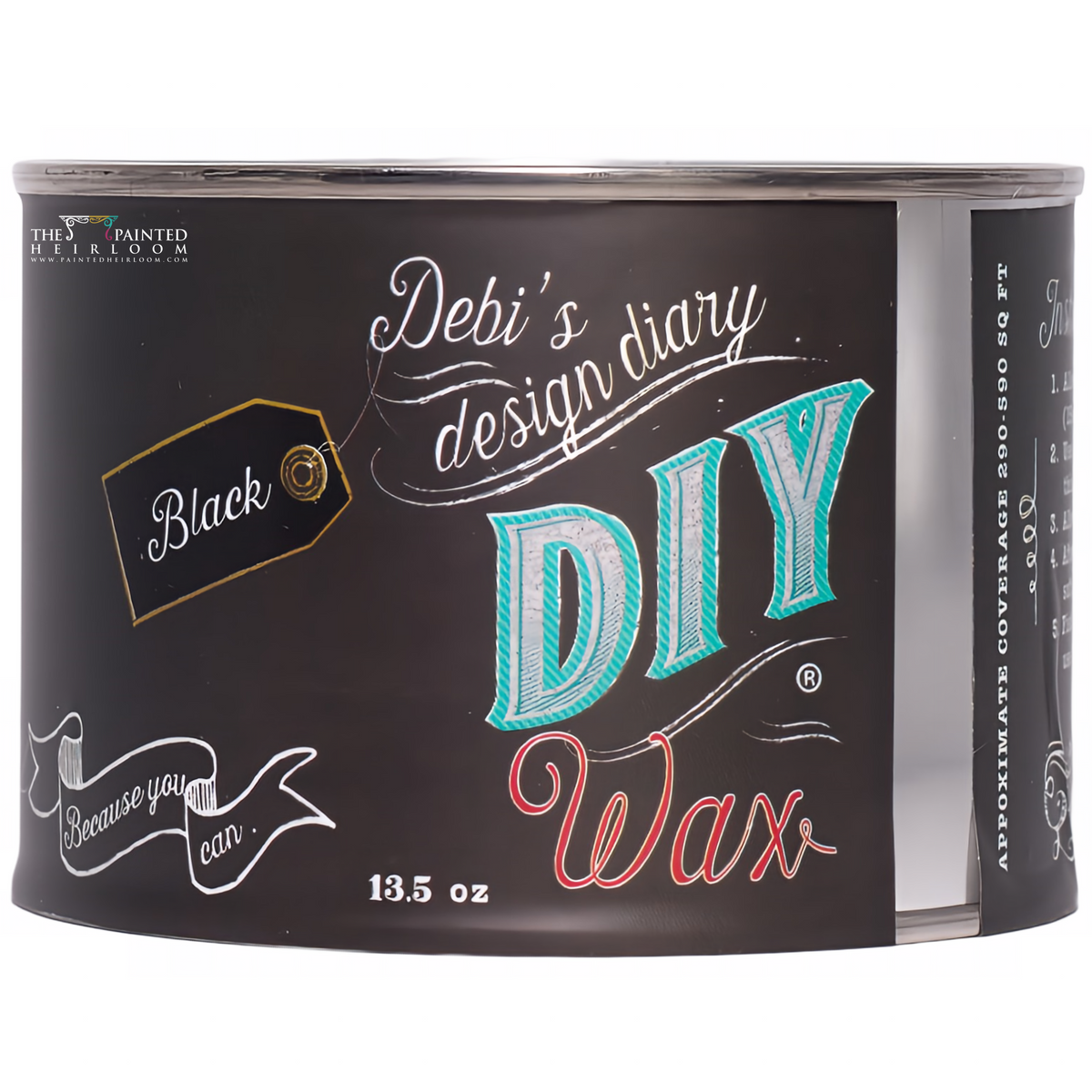 DIY Paint Co. Black DIY Wax, 13.5 oz can, for quick-drying wax finishes on furniture projects.