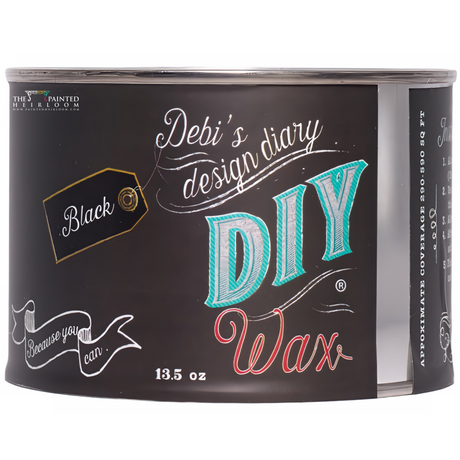 DIY Paint Co. Black DIY Wax, 13.5 oz can, for quick-drying wax finishes on furniture projects.