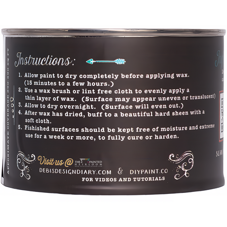 DIY Paint Co. Dark DIY Wax can with white low VOC wax instructions on a black label.