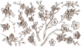 Plaster cherry blossom branches crafted with I.O.D. Blossom Mould on a plain white background.