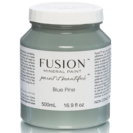 500ml Fusion Mineral Paint in Blue Pine with white label, matte finish.
