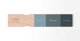 Fusion Mineral Paint swatches: Champlain, Blue Pine, and Homestead Blue displayed on a wooden board.