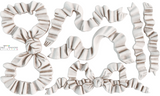 White satin bows and ribbons made with I.O.D. Bows Mould by Iron Orchid Designs on a white background.