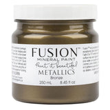 Fusion Mineral Paint Bronze Metallic 250 mL jar with rich bronze color and metallic finish.