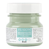 Brook Fusion Mineral Paint, 37ml jar, tropical blue-green acrylic with white lid.