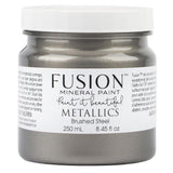 Fusion Mineral Paint Brushed Steel Metallic, 250 mL jar.
