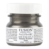 Brushed Steel Metallic Fusion Mineral Paint 37mL jar, dual English and French label, by Fusion Mineral Paint.