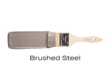 Paintbrush with Brushed Steel Metallic Fusion Mineral Paint by Fusion Mineral Paint on a plain background.
