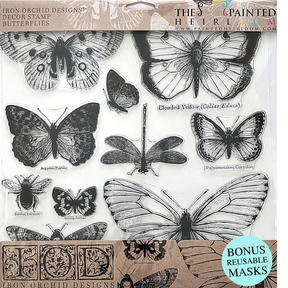 IOD Clear Silicone Butterflies Stamp featuring realistic butterfly and insect designs.