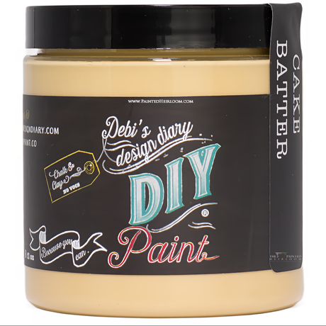 Cake Batter DIY Paint by DIY Paint Co. in a jar with a black and white label.