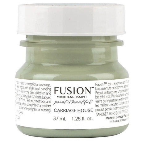 37 mL Fusion Mineral Paint Carriage House, green acrylic paint with a white label.