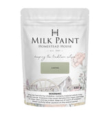Homestead House Cartier Milk Paint 330g bag with floral and barn art on the packaging.