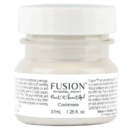 37mL Cashmere Fusion Mineral Paint jar with neutral matte finish, white and silver label, by Fusion Mineral Paint.