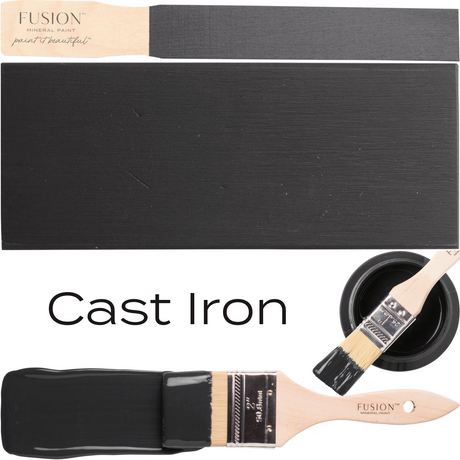 Fusion Cast Iron Fusion Mineral Paint, deep off-black color, for furniture or acrylic paint projects.