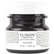 37 mL jar of Fusion Mineral Paint in Cast Iron, black lid, white label, by Fusion Mineral Paint.