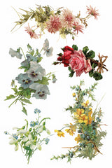 Five Catharina Transfer by IOD florals from I.O.D., inspired by Klein, displayed on a white background.