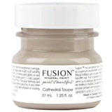 Fusion Mineral Paint Cathedral Taupe 37ml all-in-one acrylic paint jar for distressed finishes.