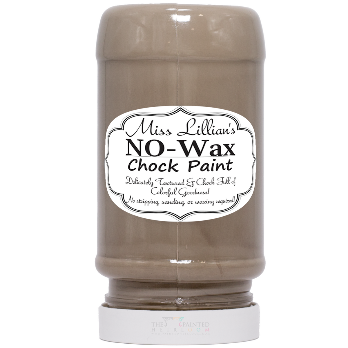 Miss Lillian’s Paint Cava No-Wax Chock Paint bottle with a beige label.