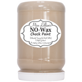 Clear jar of Miss Lillian’s Paint Chanel No-Wax Chock Paint with white label and black text.
