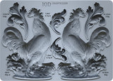 IOD Chanticleer Mould by Iron Orchid Designs featuring detailed rooster and leaf motifs.