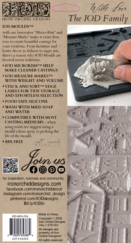 Charlbury Lane Mould by IOD in use shaping clay; shows ornate architectural casting mould design.