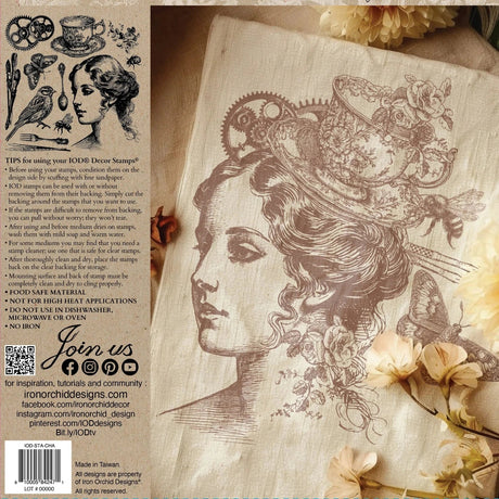 Charlotte Stamp by I.O.D., premium silicone décor stamp, Iron Orchid Designs, Made in Taiwan.