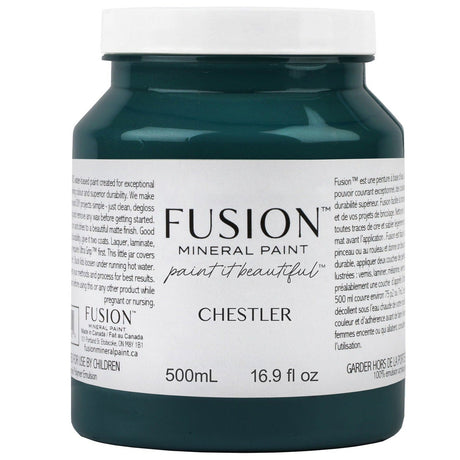 Chestler Fusion Mineral Paint, 500ml, all-in-one acrylic paint with matte finish in branded container.