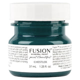 Chestler Fusion Mineral Paint, dark green acrylic, matte finish, all-in-one formula in a small jar.