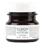 37 mL jar of Chocolate Fusion Mineral Paint with white lid and labeled front.