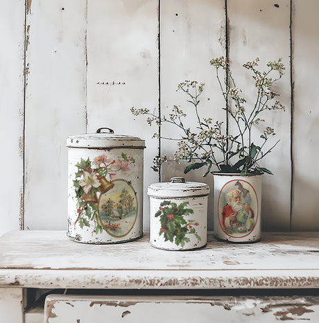 The Christmas Joy Transfer (2025) by I.O.D., featuring vintage-inspired floral design for festive décor.