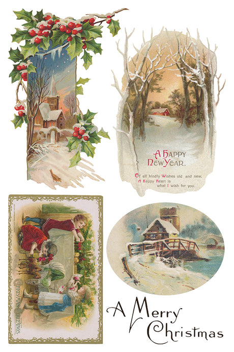 Christmas Joy Transfer (2025) by IOD, festive holiday design transfer for vintage-inspired Christmas décor projects.