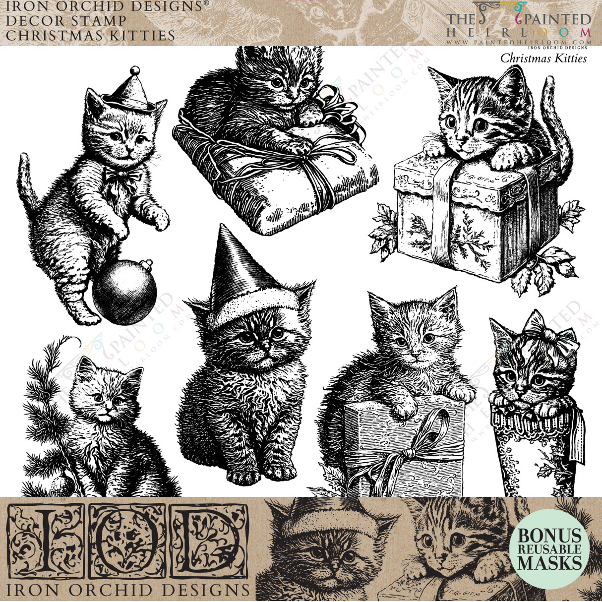 Christmas Kitties (Limited Release) Stamp by IOD - Iron Orchid Designs