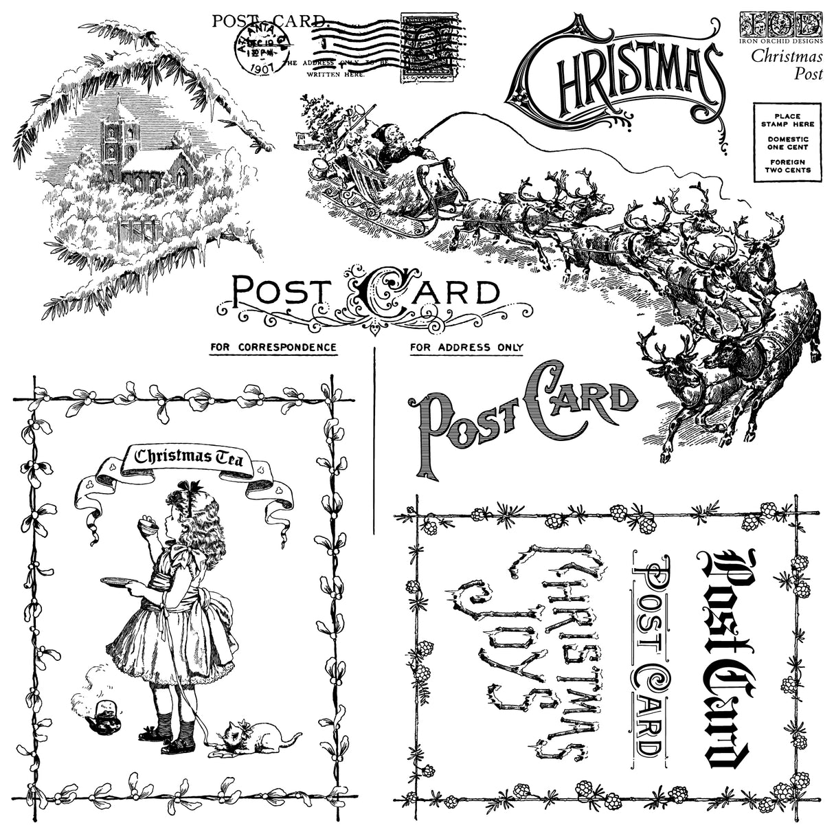 Christmas Post Stamp (2025) by I.O.D., limited edition, suitable for handmade cards or vintage holiday stamp collections.