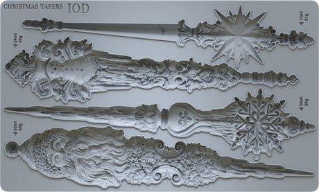 I.O.D. Nordic-style tapers moulds set, shapes: star, snowman, snowflake, and Santa. 2024 Limited Release.