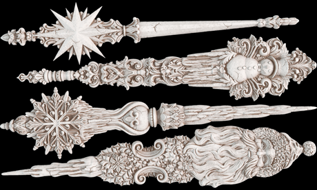 I.O.D. Christmas Tapers Mould 2024 Limited Release inspired by four ivory wands on a black background.