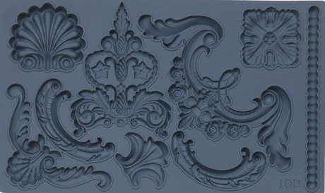 I.O.D. Classic Elements Mould with ornate scrolls, crown, shells, and roses in various sizes.