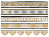 Classical Cameo Paint Inlay by I.O.D. with gold, gray, and black geometric, leaf, and line patterns on white.