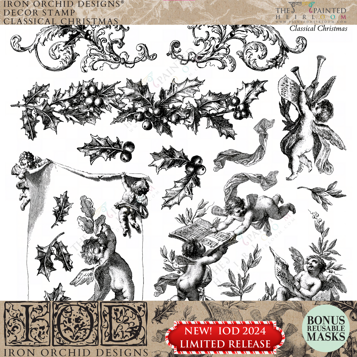 Classical Christmas Stamp (2024 Limited Release) by IOD - Iron Orchid Designs @ The Painted Heirloom