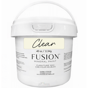 40 oz white container of Clear Furniture Wax by Fusion Mineral Paint.