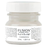 37mL Fusion Mineral Paint jar in Cobblestone, warm grey shade, with white lid and front label.