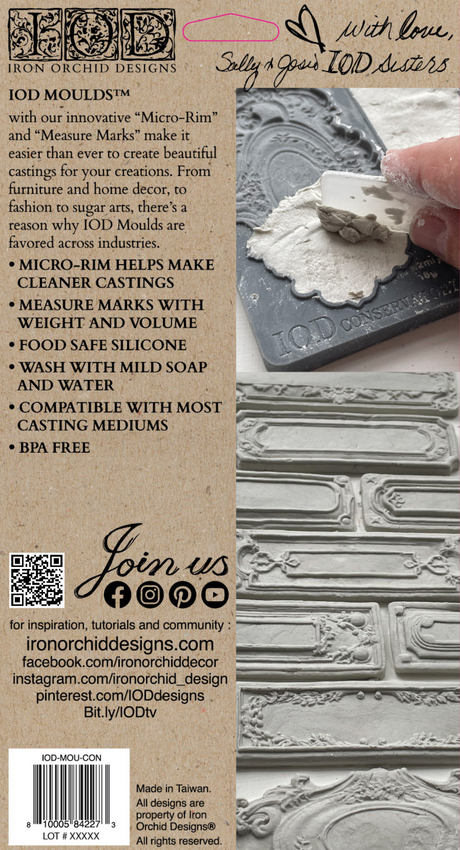 Hand pressing white tool into I.O.D. Conservatory Labels Mould by Iron Orchid Designs.