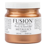 Fusion Mineral Paint Copper Metallic, 250 mL jar with label facing forward.