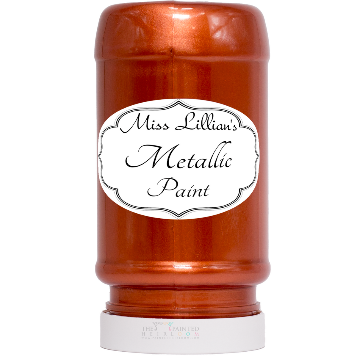 Miss Lillian’s Paint Copper Metallic Paint with a copper color and white label, suitable for furniture.