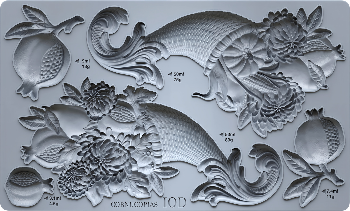 Cornucopias Mould (2026 Limited Release) by IOD, featuring fall-themed mould designs for autumn-inspired creations.