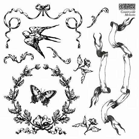 I.O.D. Countryside Memoirs Mini-Stamp in black ink on white background.
