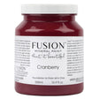 500mL jar of Fusion Mineral Paint in Cranberry, a rich burgundy red, Foundation to Finish All in One furniture paint.