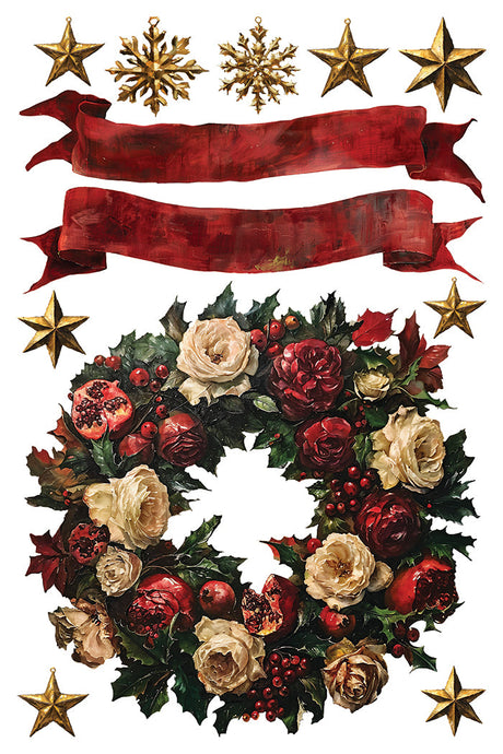 I.O.D. Crimson Velvet Transfer (2024) with red ribbons, berries, and gold stars.