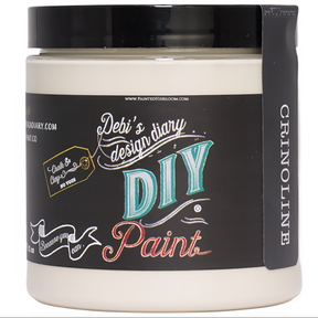 Crinoline DIY Paint jar by DIY Paint Co., black label with colorful text.