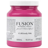 Fusion Mineral Paint CUREiously Pink, 500mL jar with white label, gray lid; UV protected, limited release.