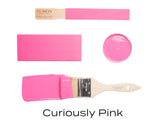 Stick, brush, and lid with CUREiously Pink Fusion Mineral Paint, limited-release shade.